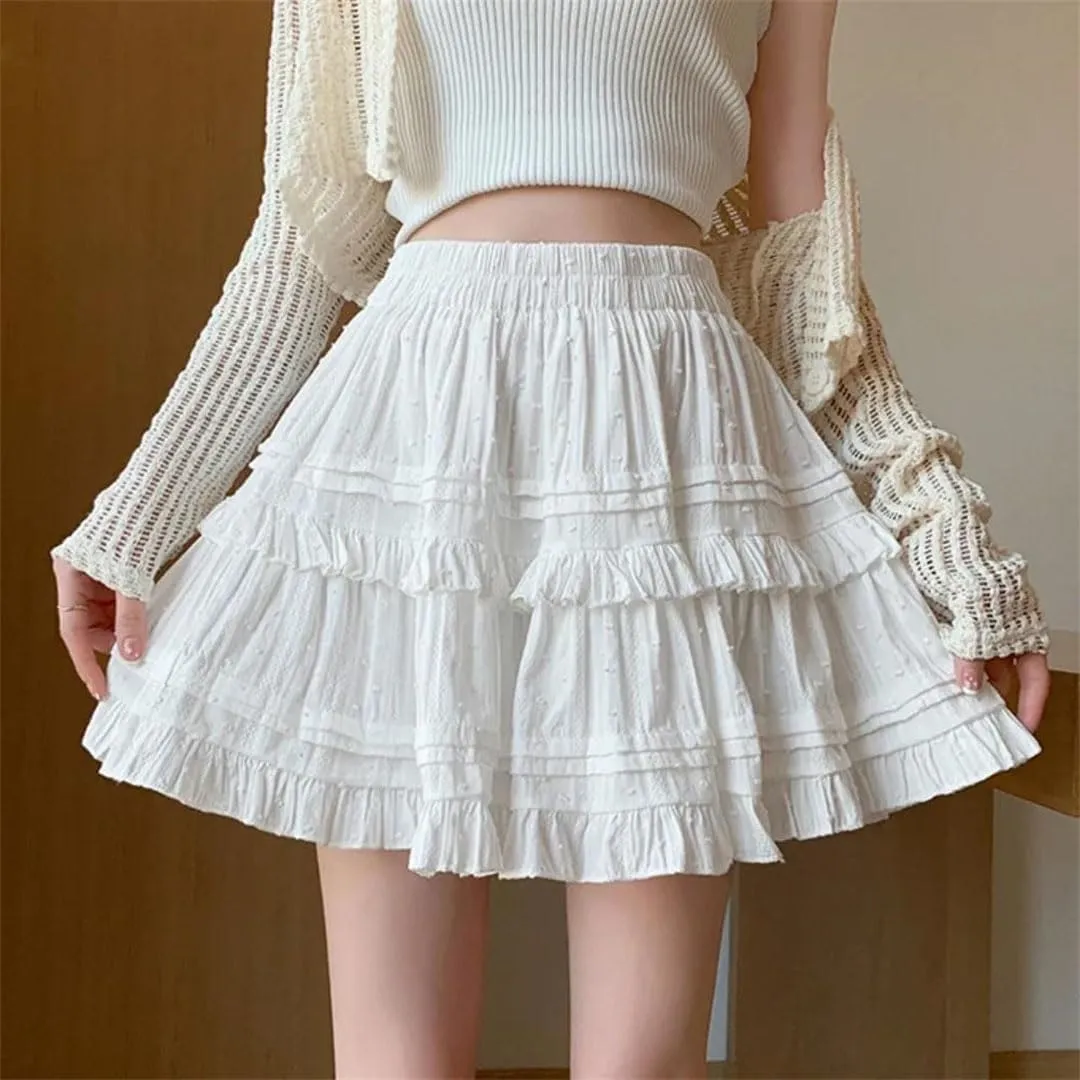 Women Mini Skirts for French Style High Waist Pleated Skirt