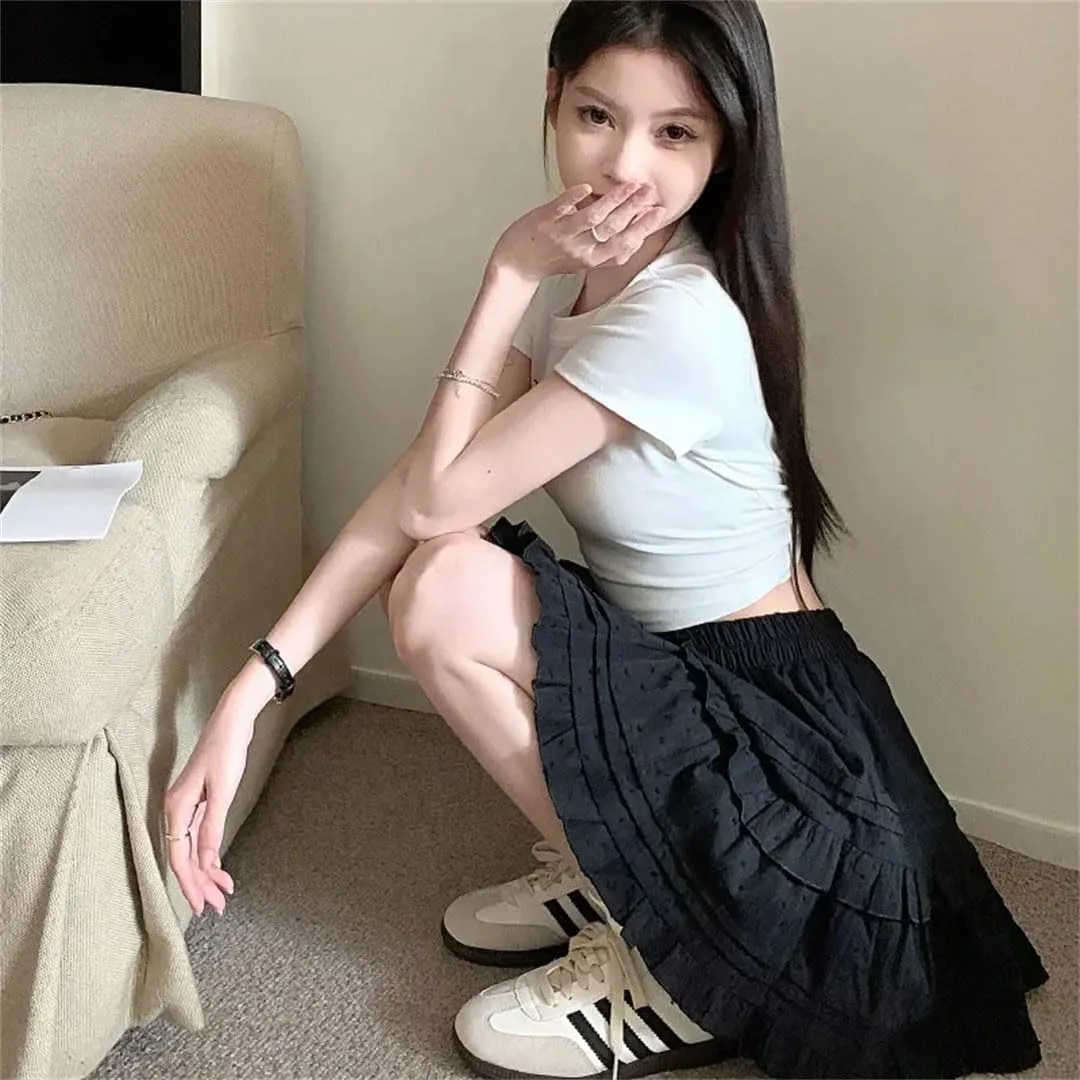 Women Mini Skirts for French Style High Waist Pleated Skirt