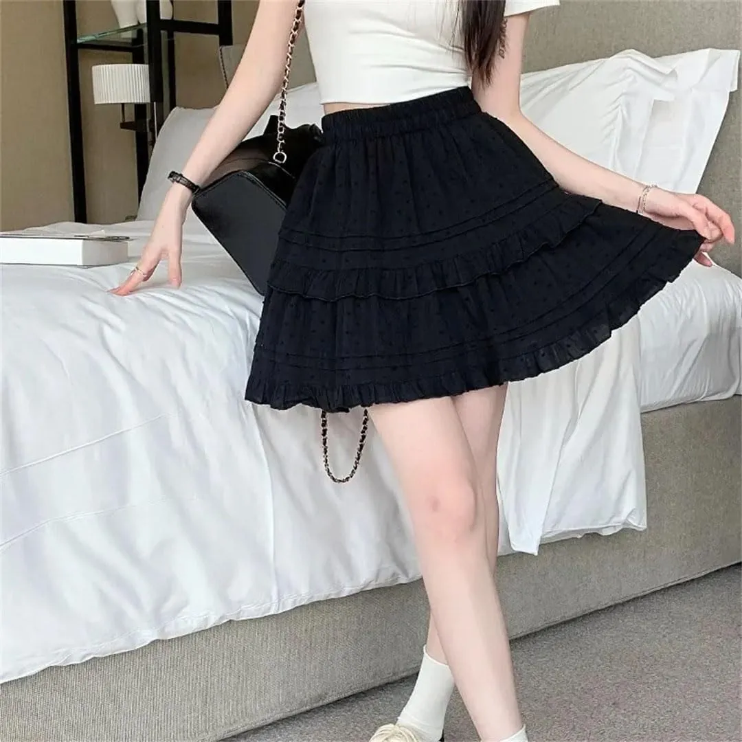 Women Mini Skirts for French Style High Waist Pleated Skirt