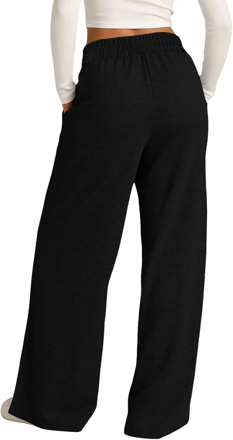 Women Oversized Wide Leg Lightweight Pants Elastic Drawstring Straight Leg Sweatpants Low Waisted Baggy Trousers