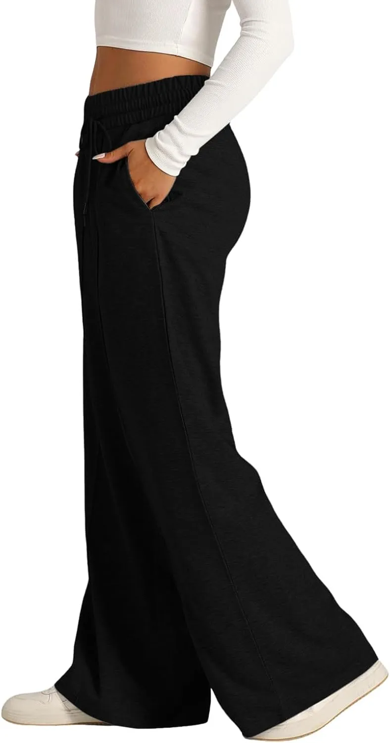 Women Oversized Wide Leg Lightweight Pants Elastic Drawstring Straight Leg Sweatpants Low Waisted Baggy Trousers
