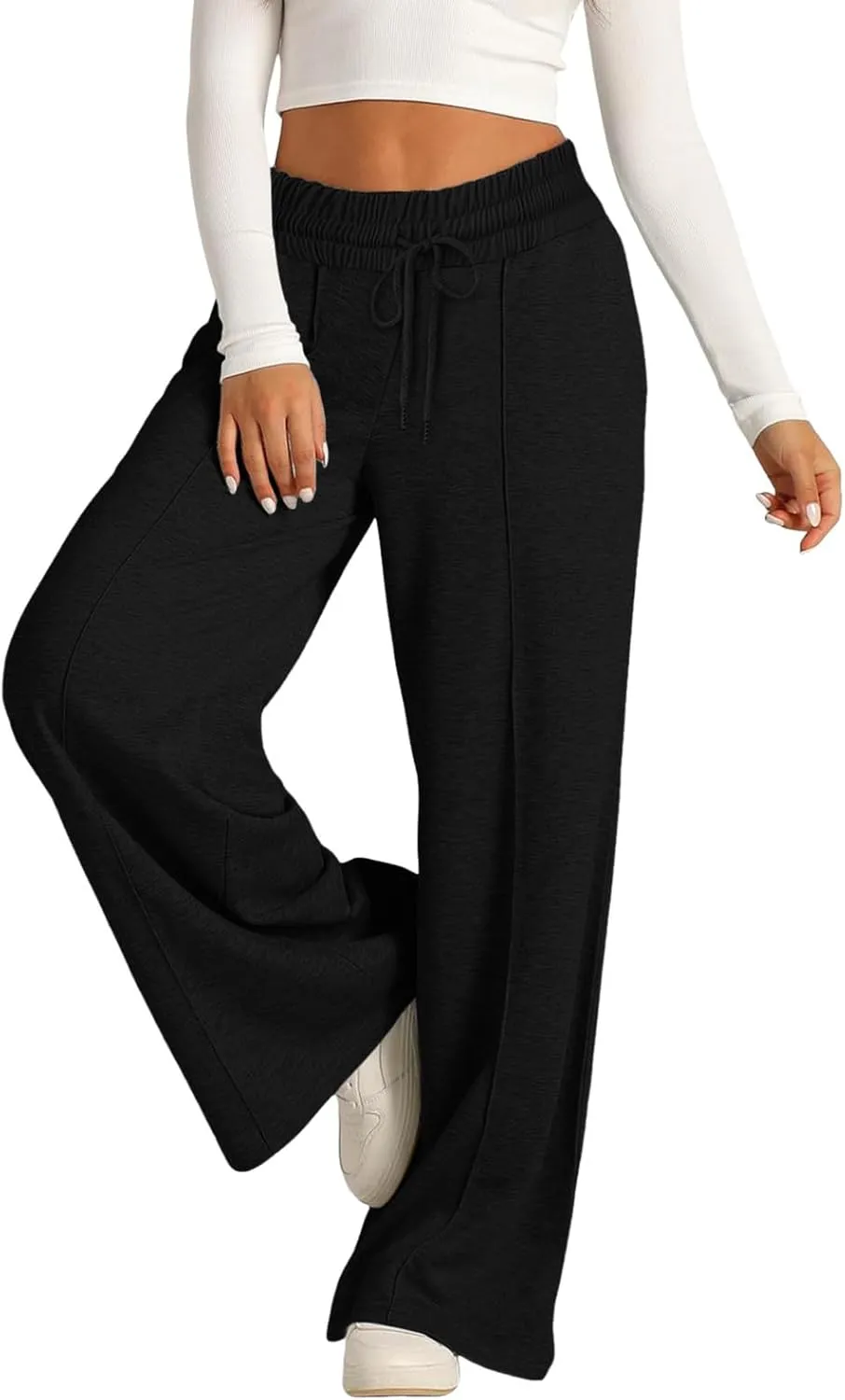 Women Oversized Wide Leg Lightweight Pants Elastic Drawstring Straight Leg Sweatpants Low Waisted Baggy Trousers