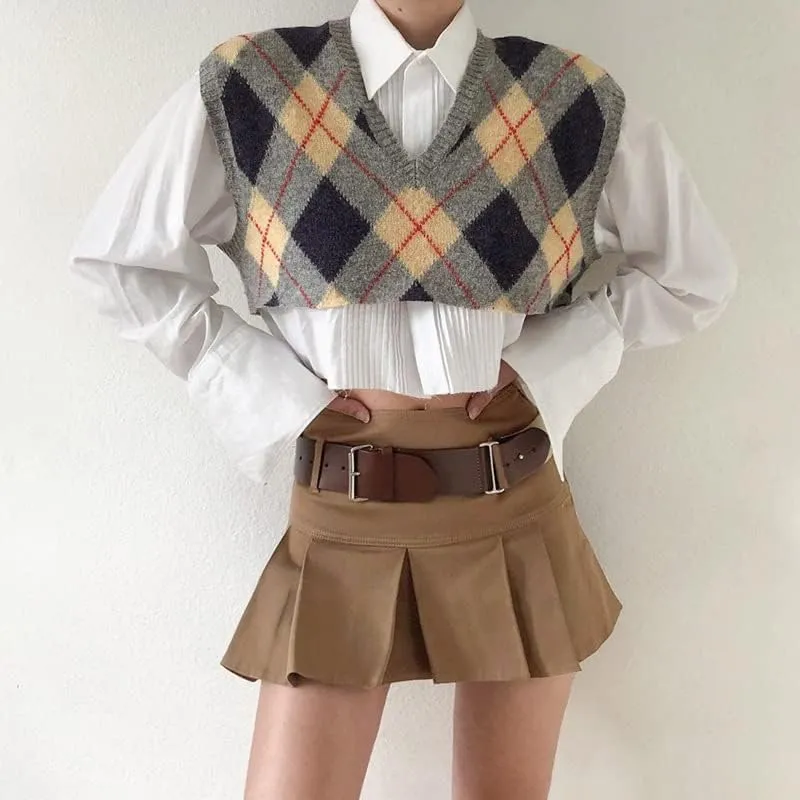 Women Sexy Mini Skirts High Waist Pleated Skirt Indie Casual Alt Skirt Aesthetic Vintage Gothic Skirt