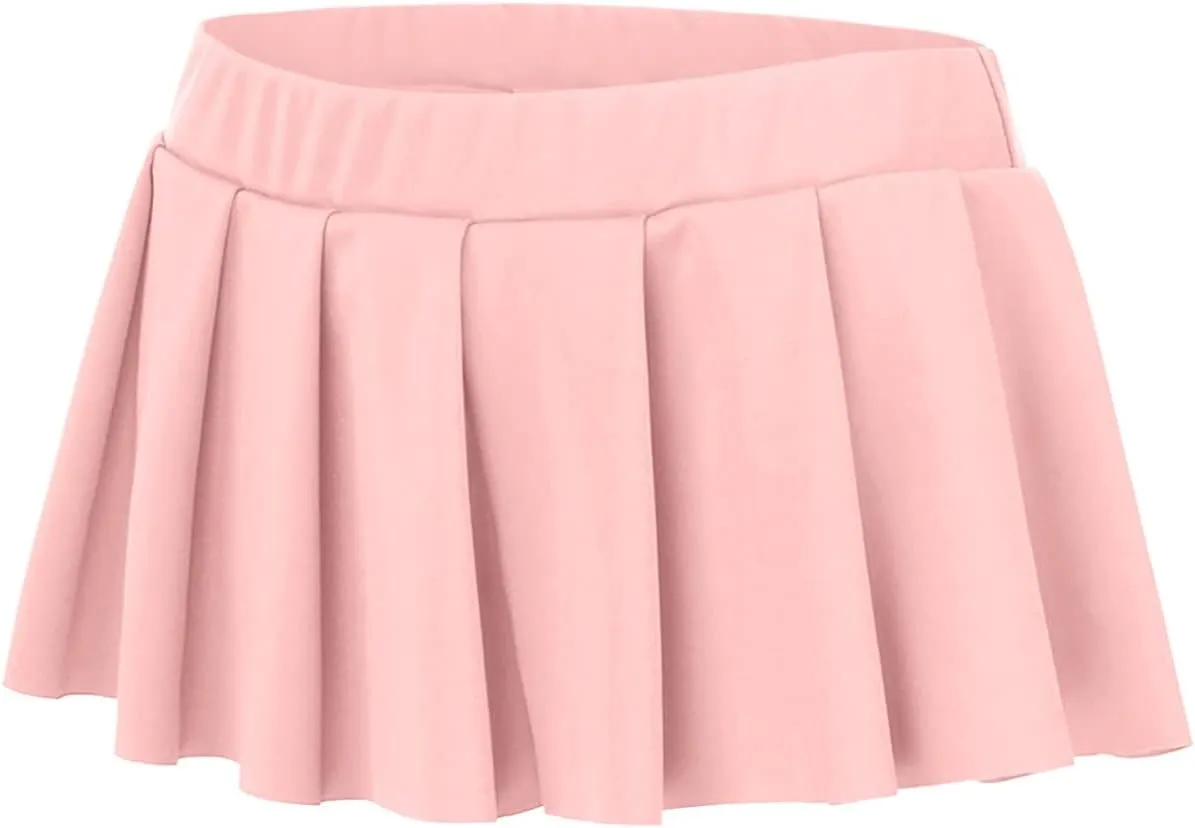 Women Sexy Role Play Pleated Mini Skirt Ruffle Lingerie A-Line Mini Skirt Beachwear Club Party Skorts for Schoolgirl