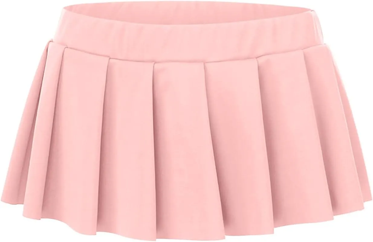 Women Sexy Role Play Pleated Mini Skirt Ruffle Lingerie A-Line Mini Skirt Beachwear Club Party Skorts for Schoolgirl