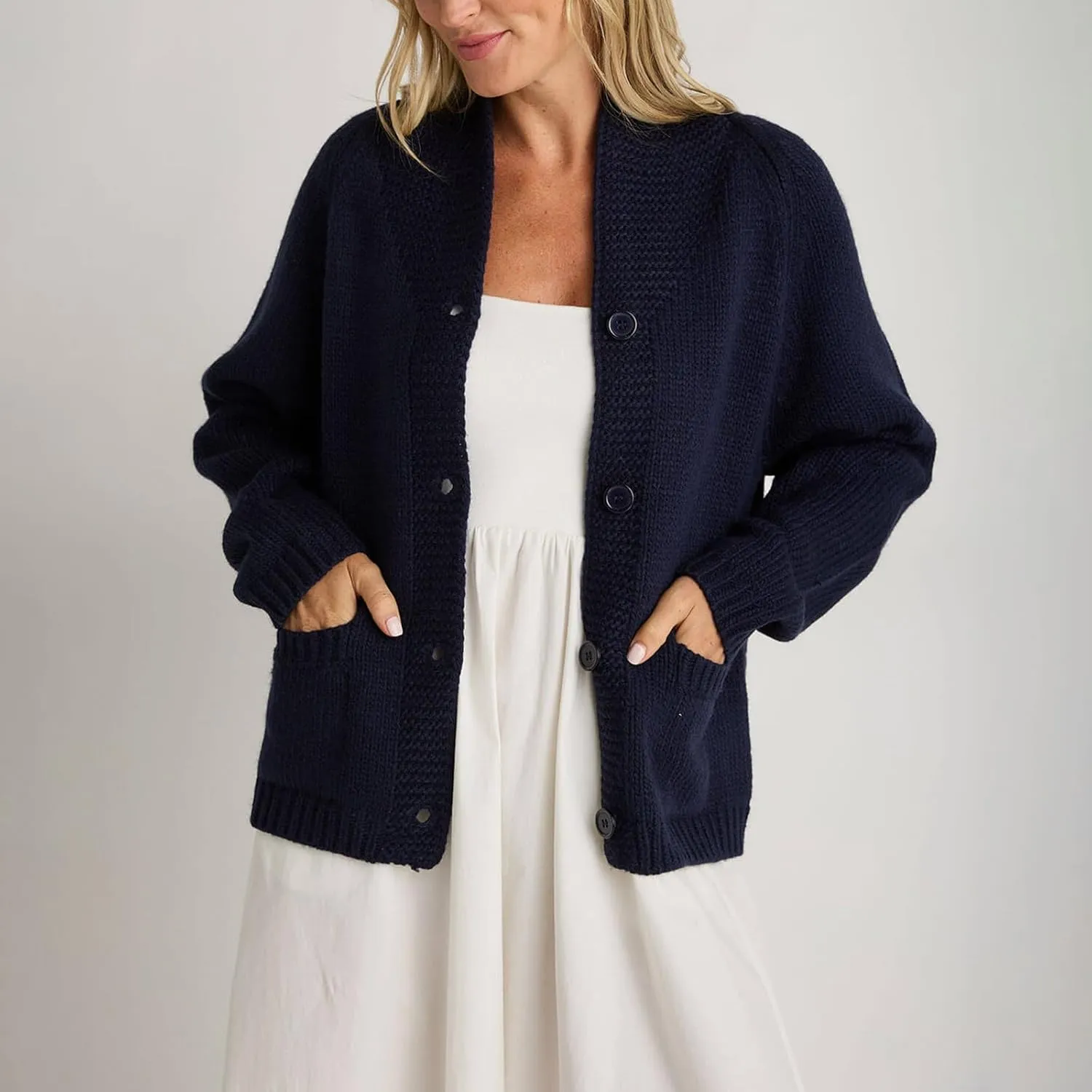 Women Shawl Collar Cardigan Sweater Lobster Print Long Sleeve Button Down Jumper Tops Vintage Chunky Knit Coat