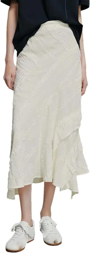 Women Solid Color High Waist Pleated Skirt Chiffon Elastic Ruffle Tiered Flowy Midi Skirts