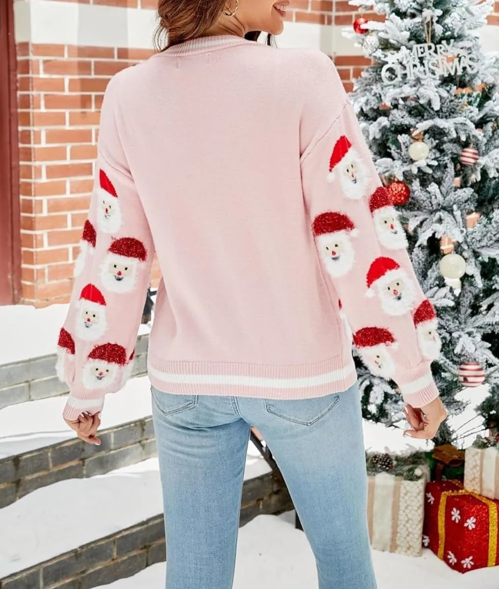 Women Ugly Christmas Cardigan Sweater Sequin Nutcracker Button Down Sweater Funny Graphic Knit Top Coat