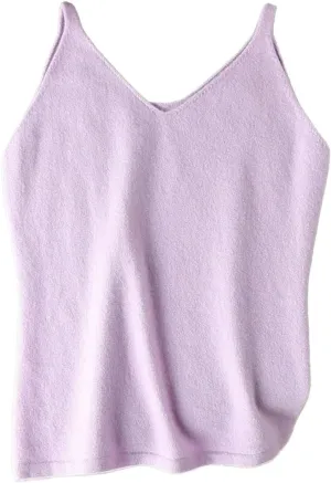 Women V-Neck Cashmere Knitted Tank Breif Sleeveless Wool Tops