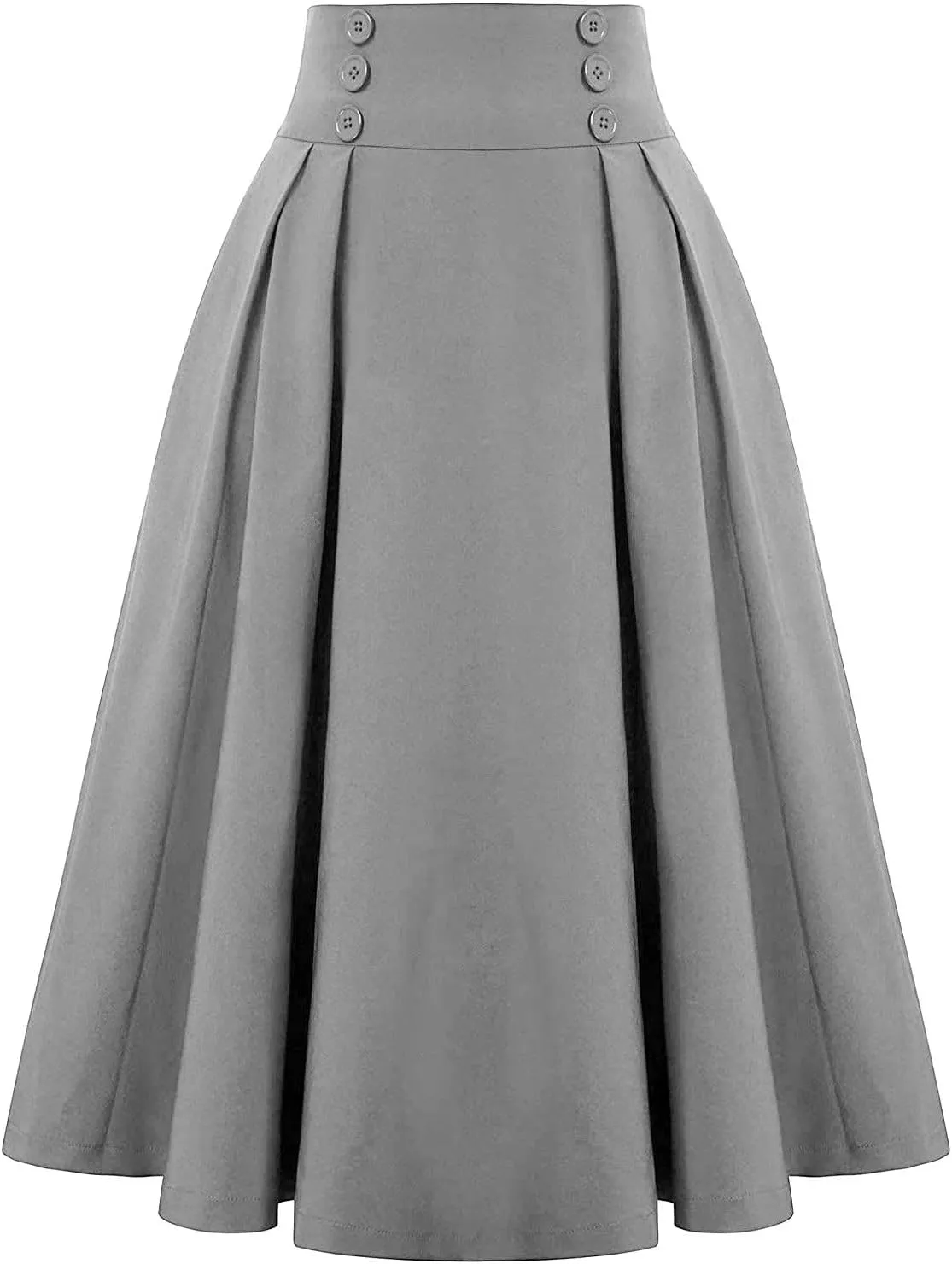 Women Vintage Renaissance Skirts High Waist Pleated Skirt with Pockets Elegant A-Line Maxi Solid Long