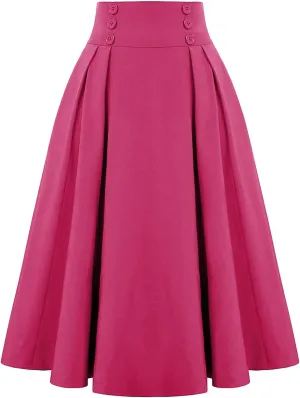 Women Vintage Renaissance Skirts High Waist Pleated Skirt with Pockets Elegant A-Line Maxi Solid Long