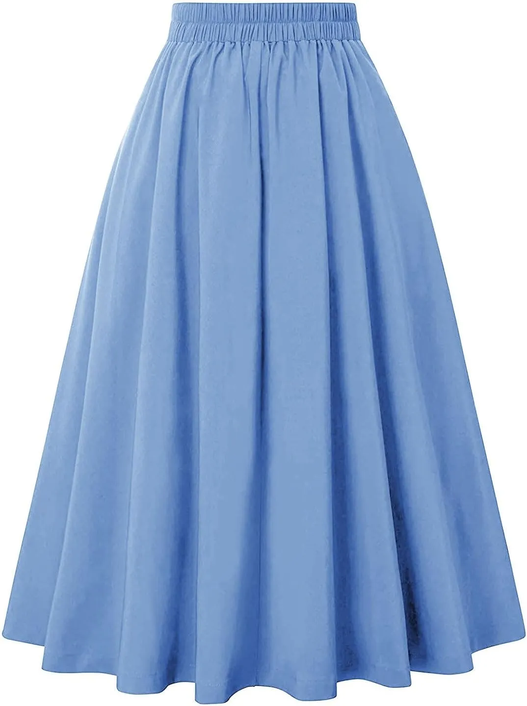 Women Vintage Renaissance Skirts High Waist Pleated Skirt with Pockets Elegant A-Line Maxi Solid Long