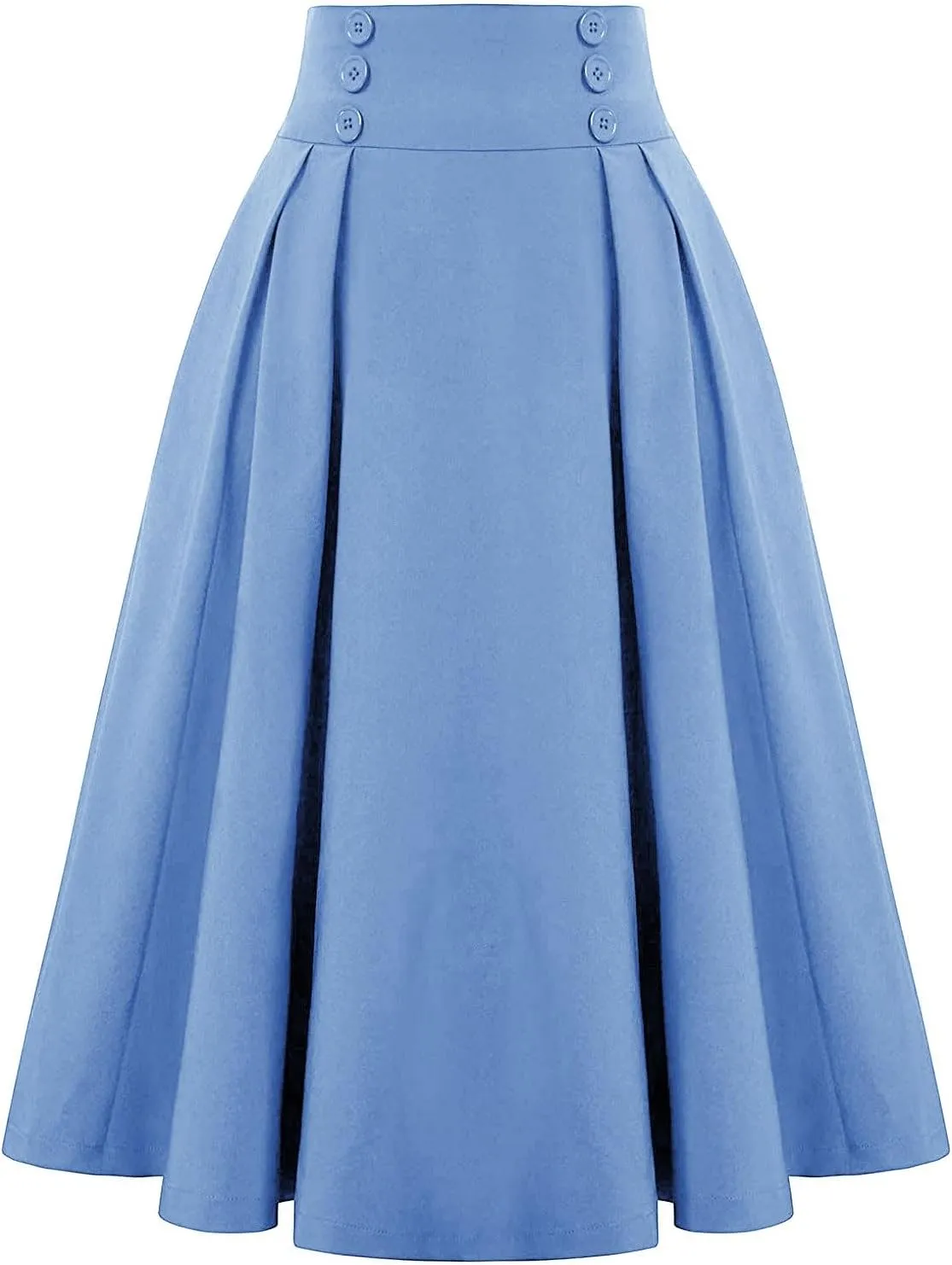 Women Vintage Renaissance Skirts High Waist Pleated Skirt with Pockets Elegant A-Line Maxi Solid Long