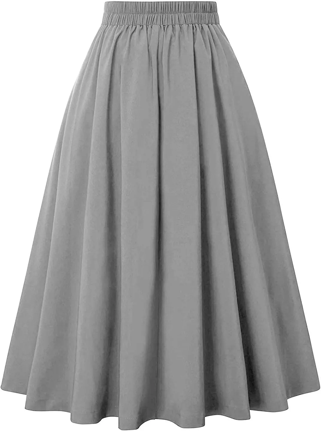 Women Vintage Renaissance Skirts High Waist Pleated Skirt with Pockets Elegant A-Line Maxi Solid Long