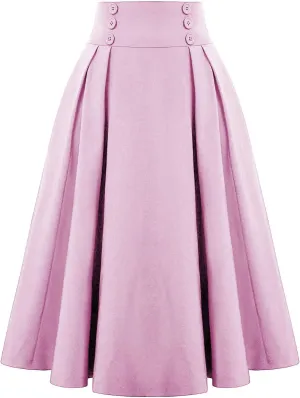 Women Vintage Renaissance Skirts High Waist Pleated Skirt with Pockets Elegant A-Line Maxi Solid Long