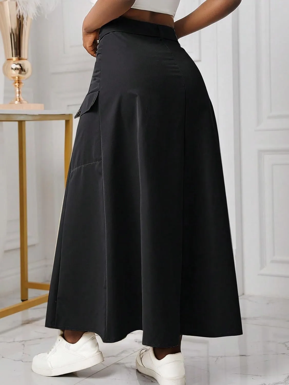 Women's 2025 Casual Maxi Long Skirts Casual High Slit Skirt