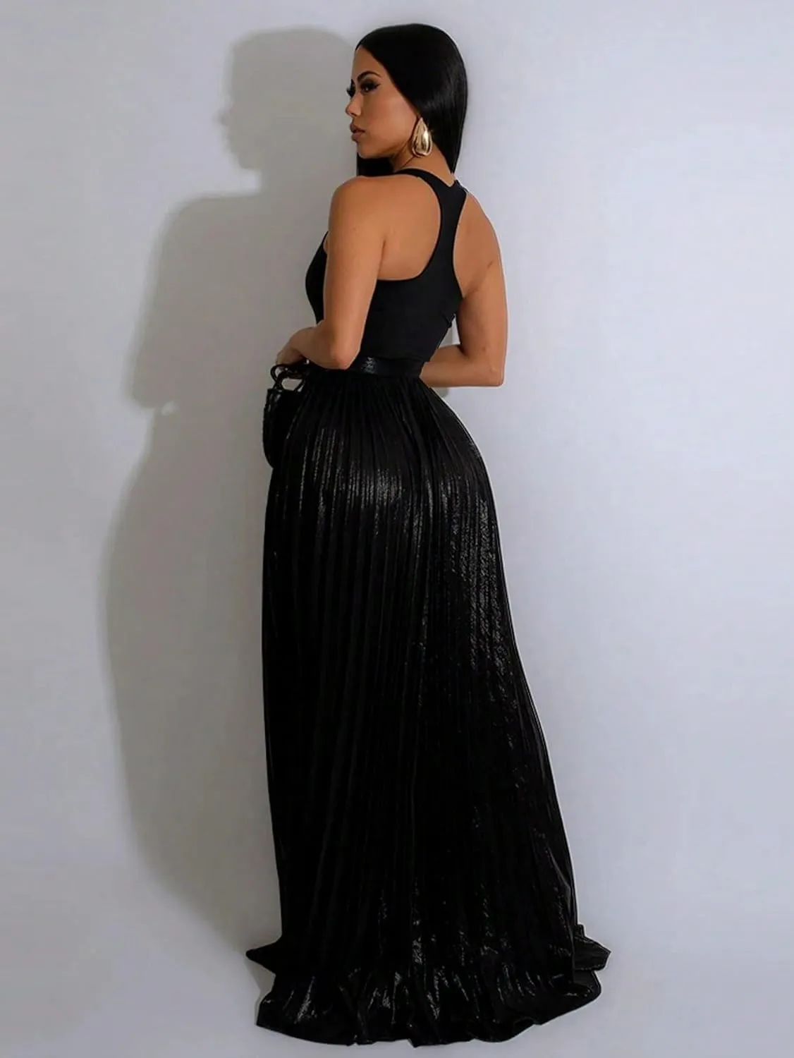 Women's 2025 Casual Maxi Long Skirts High Slit Skirt