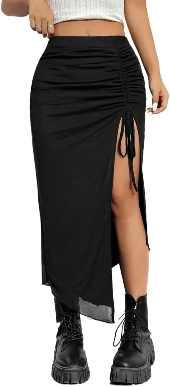 Women's 2025 Casual Maxi Long Skirts High-Slit Skirt