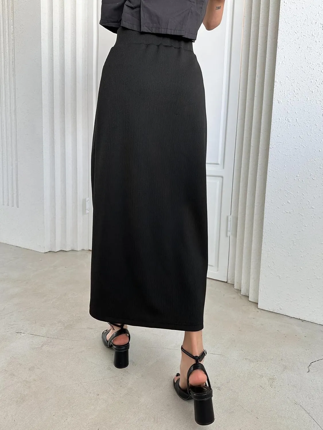 Women's 2025 Casual Maxi Long Skirts High Waist Slit Skirt