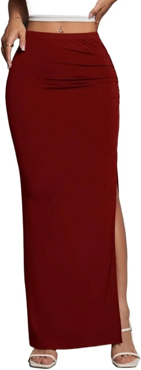 Women's 2025 Casual Maxi Long Skirts Slit Skirt