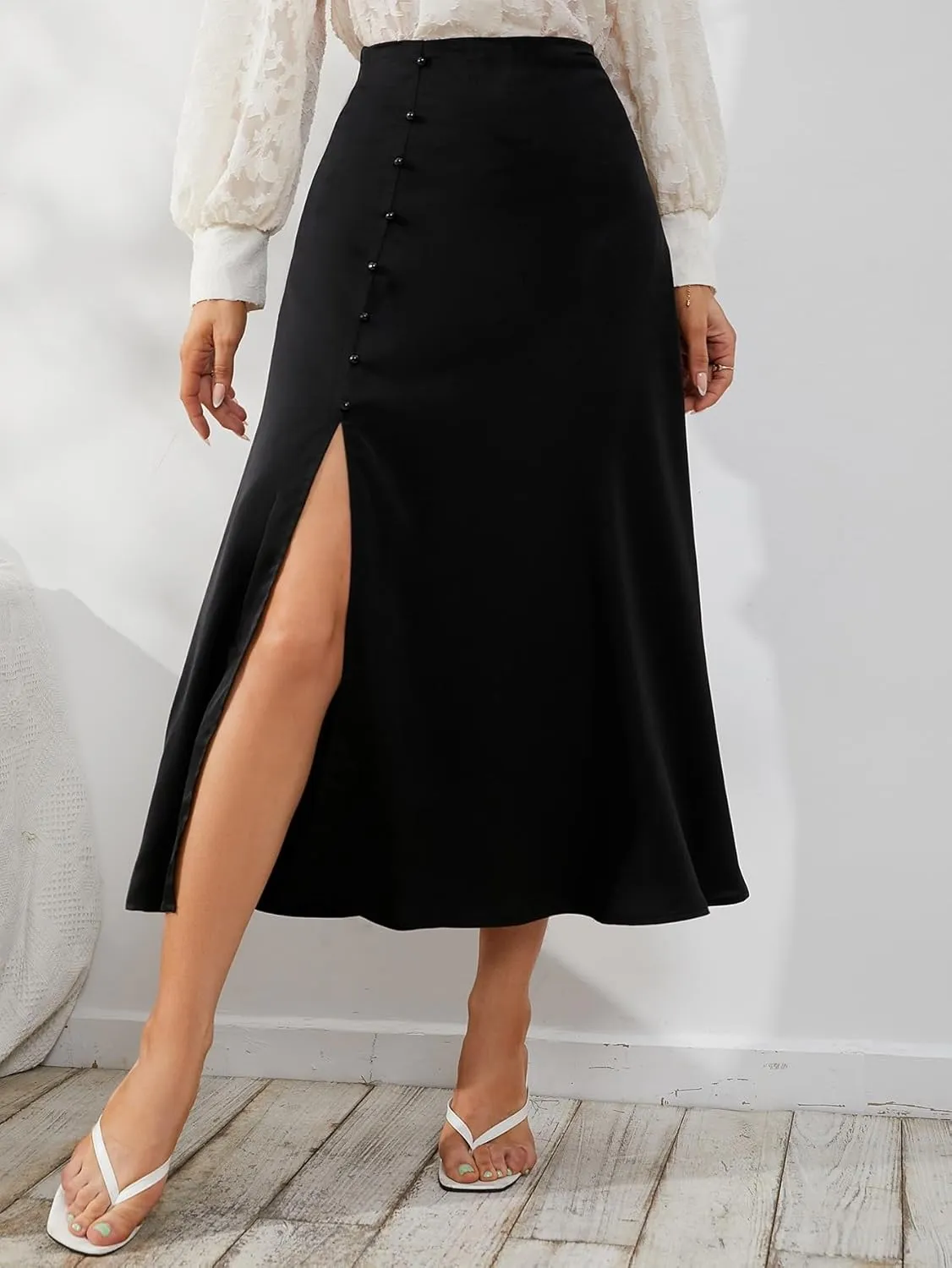 Women's 2025 Casual Maxi Long Skirts Slit Skirt