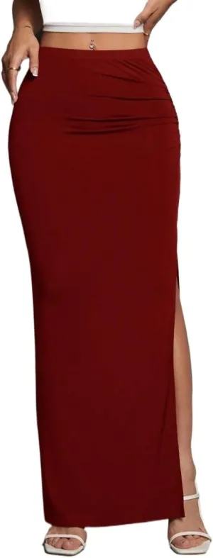 Women's 2025 Casual Maxi Long Skirts Slit Skirt