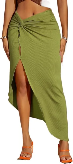 Women's 2025 Casual Maxi Long Skirts Slit Skirt