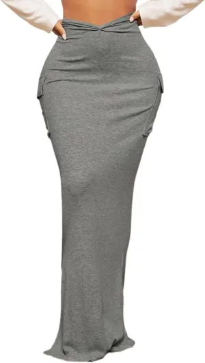 Women's 2025 Casual Maxi Long Skirts Slit Skirt
