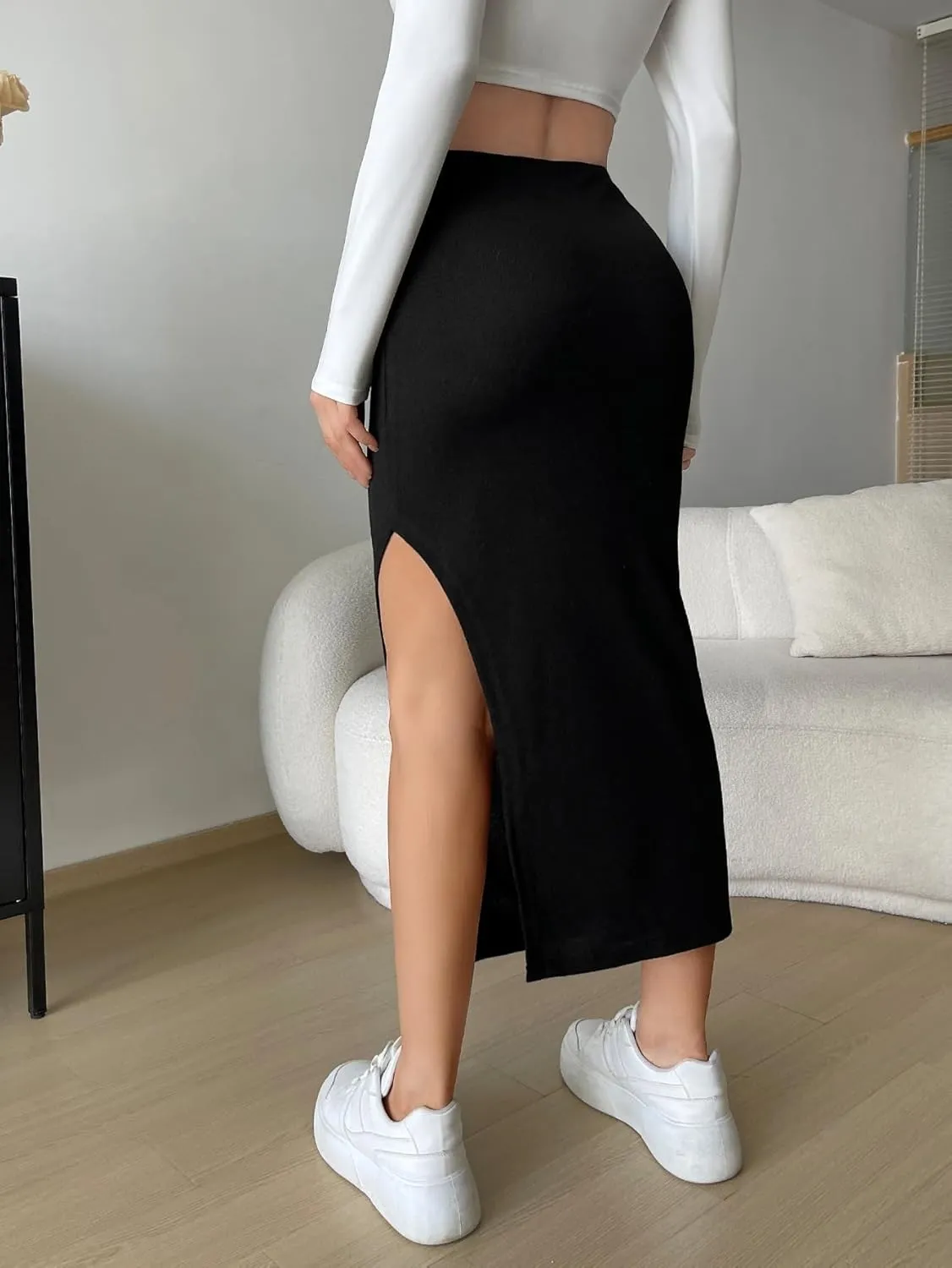 Women's 2025 Casual Maxi Long Skirts Slit Skirt