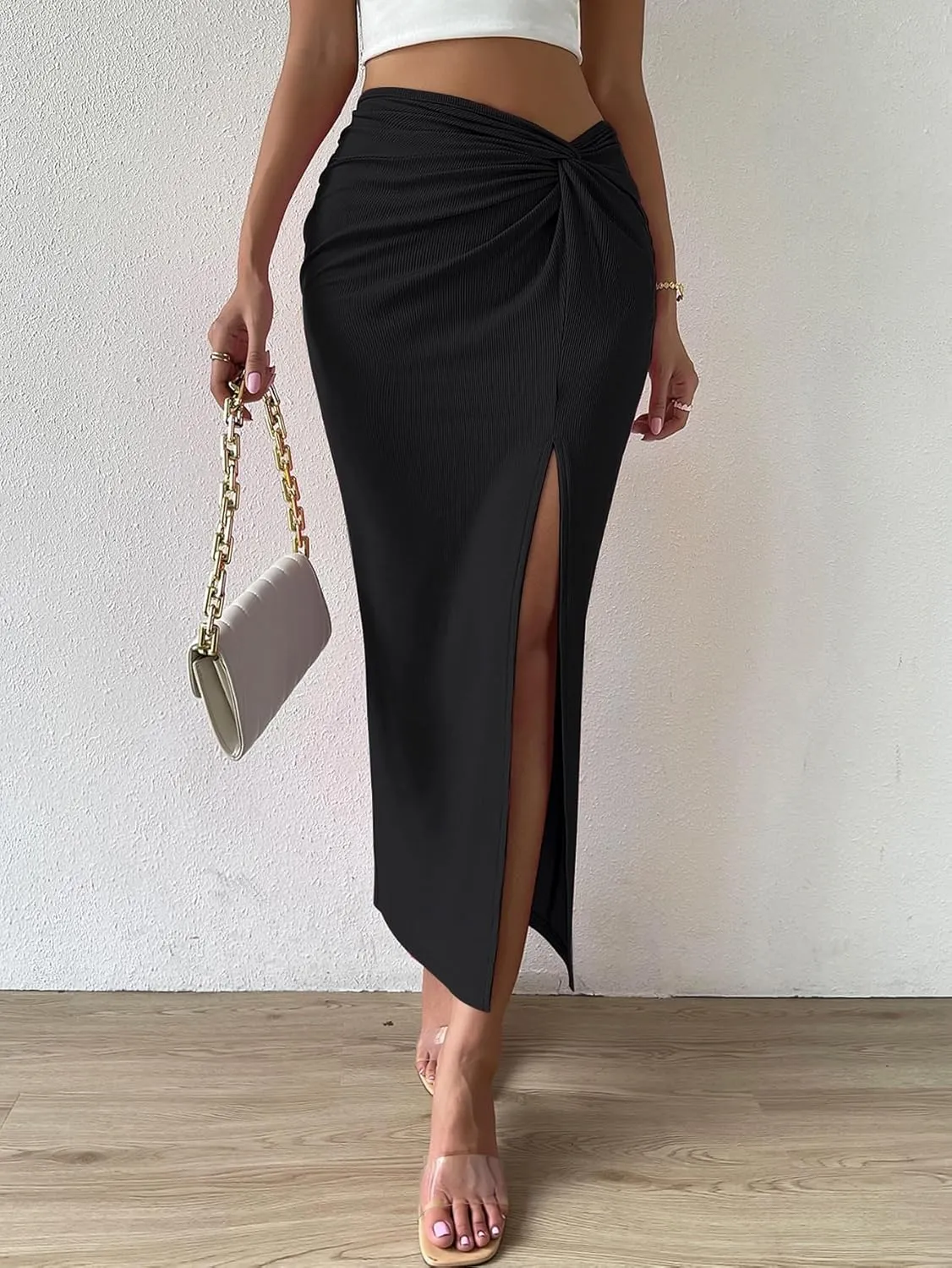 Women's 2025 Casual Maxi Long Skirts Slit Skirt
