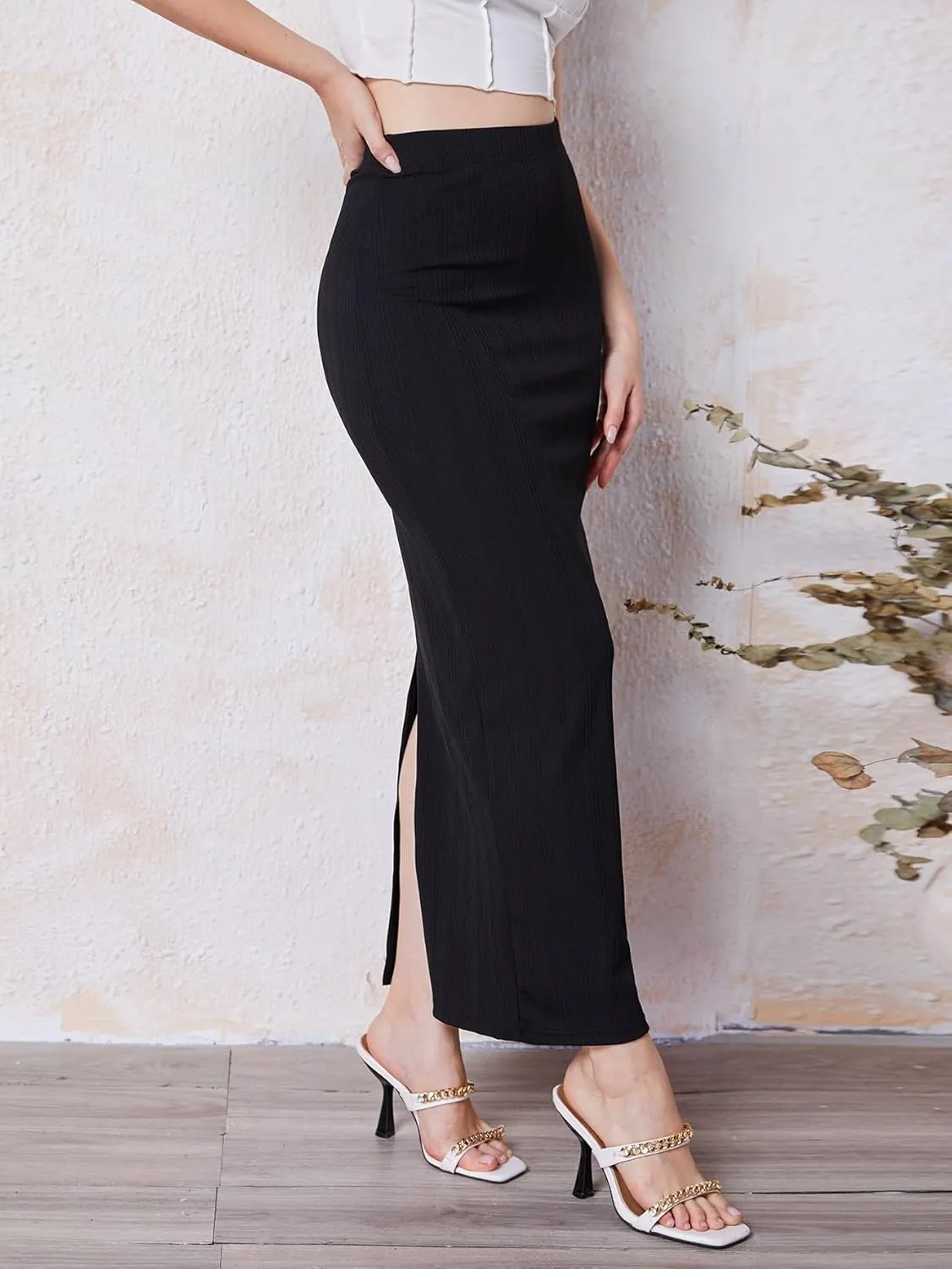 Women's 2025 Casual Maxi Long Skirts Slit Skirt
