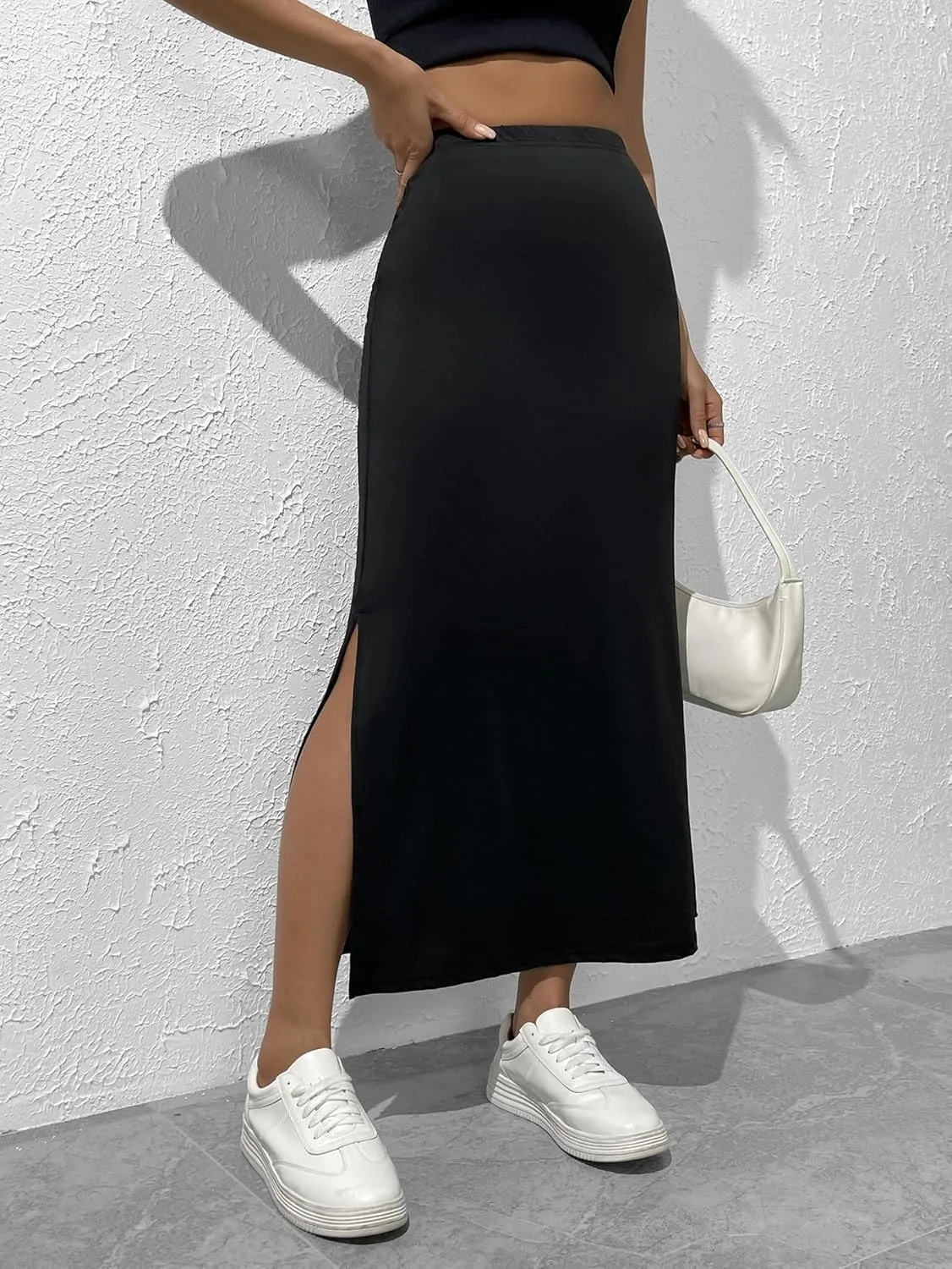 Women's 2025 Casual Maxi Long Skirts Slit Skirt