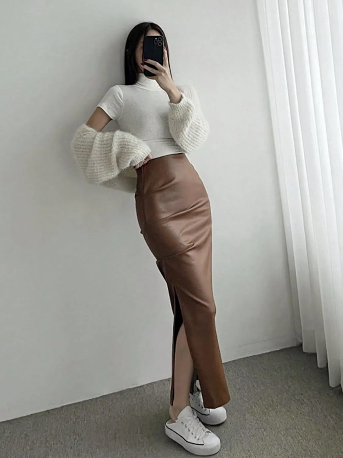 Women's 2025 Casual Maxi Long Skirts Slit Skirt
