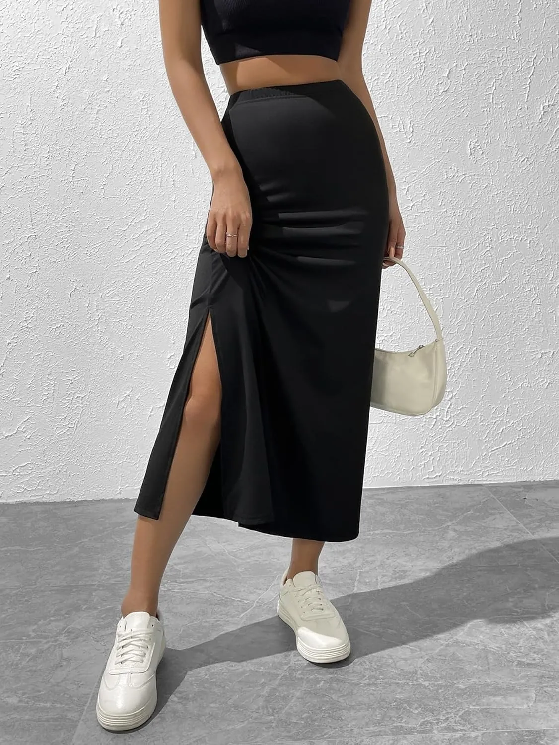 Women's 2025 Casual Maxi Long Skirts Slit Skirt