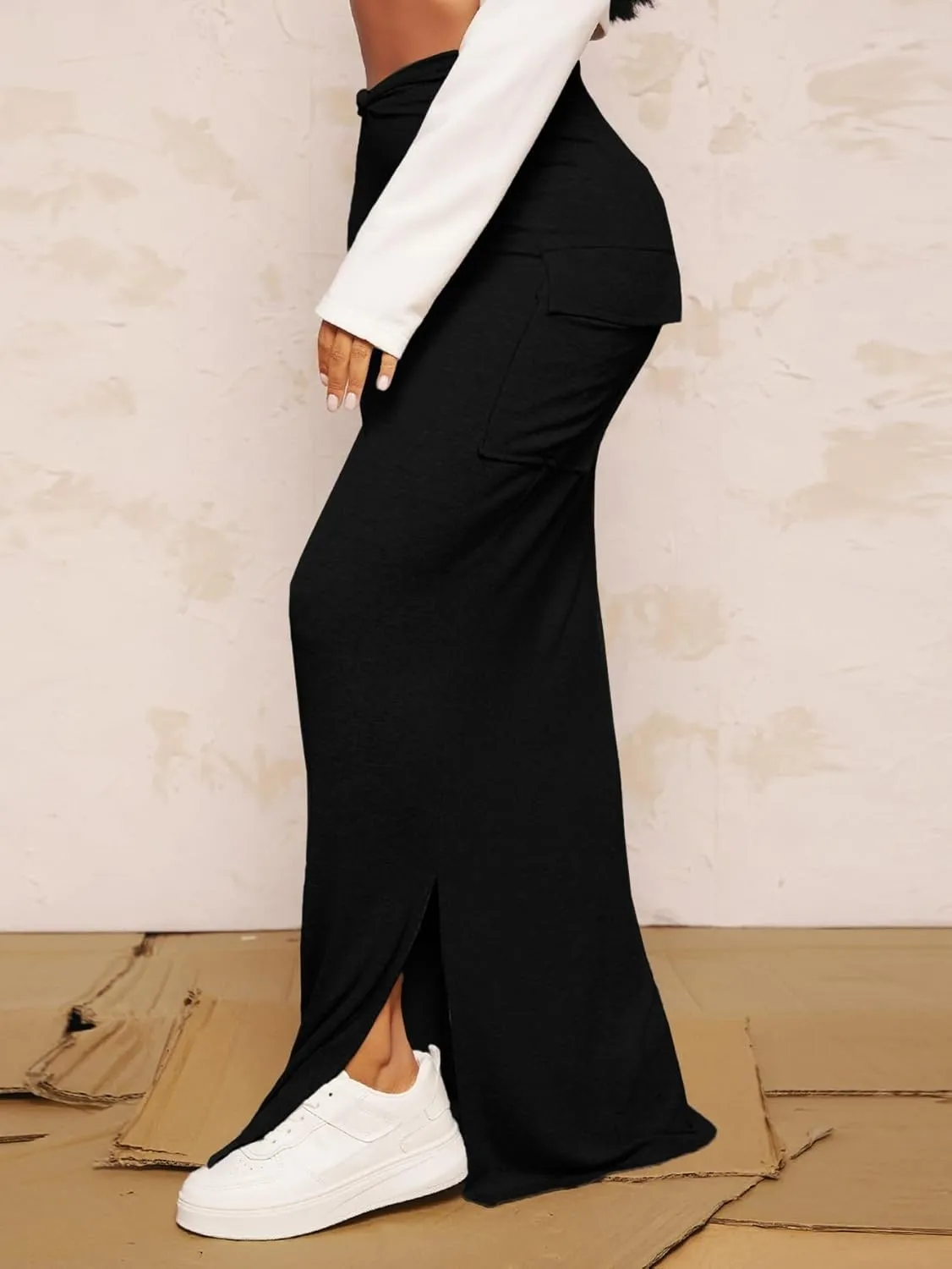 Women's 2025 Casual Maxi Long Skirts Slit Skirt