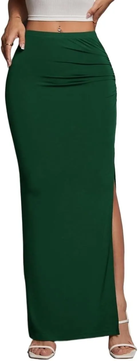 Women's 2025 Casual Maxi Long Skirts Slit Skirt