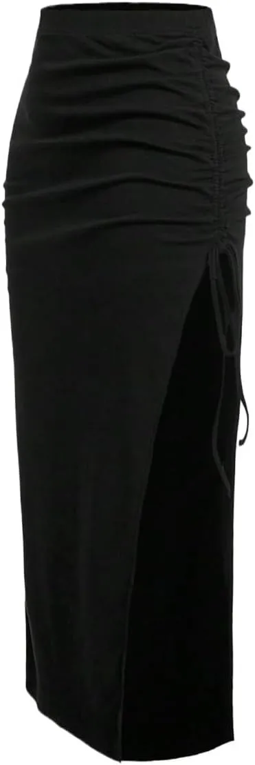 Women's 2025 Casual Maxi Long Skirts Slit Skirt
