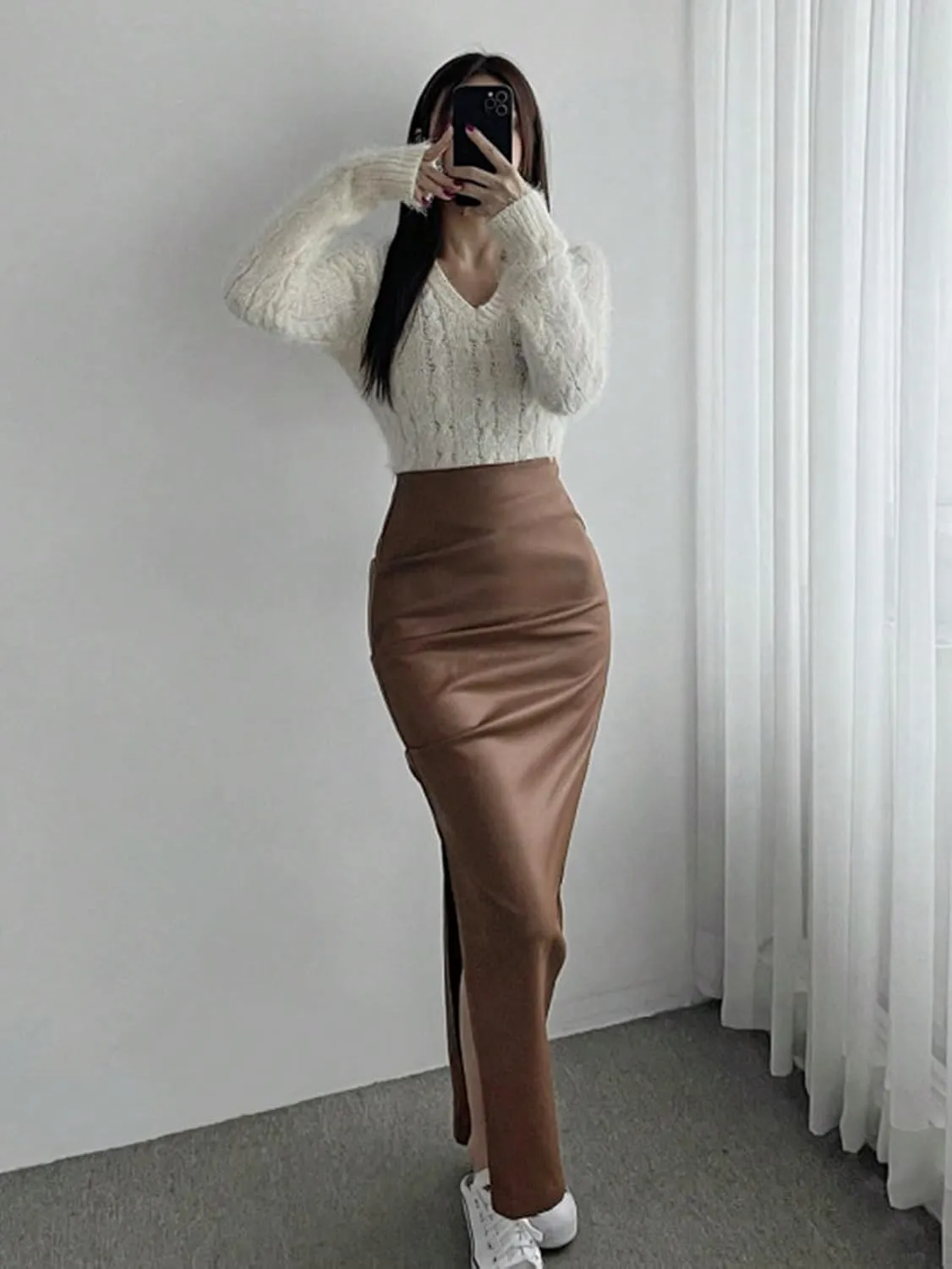 Women's 2025 Casual Maxi Long Skirts Slit Skirt