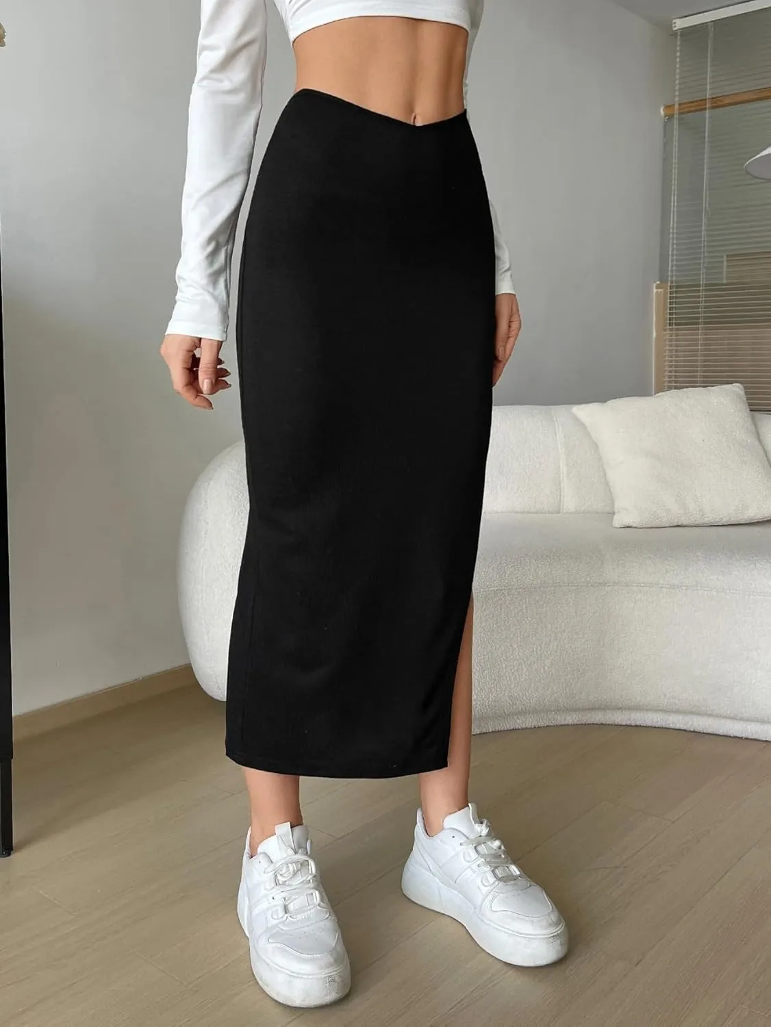 Women's 2025 Casual Maxi Long Skirts Slit Skirt