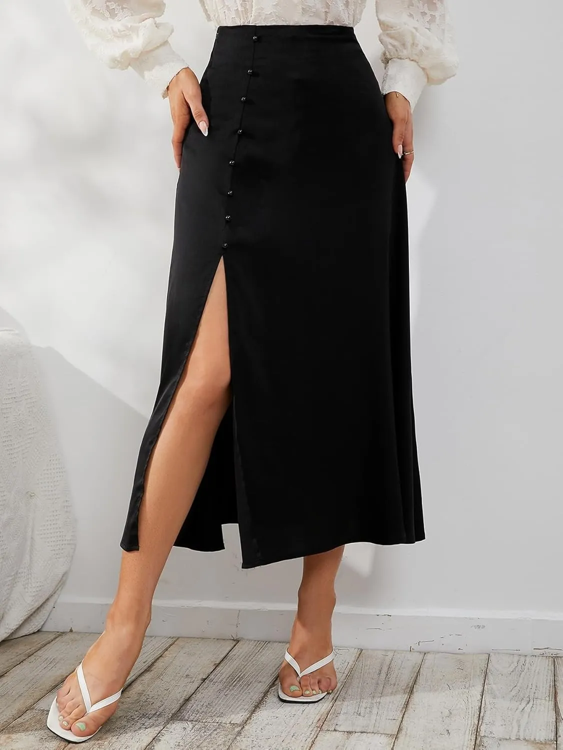 Women's 2025 Casual Maxi Long Skirts Slit Skirt