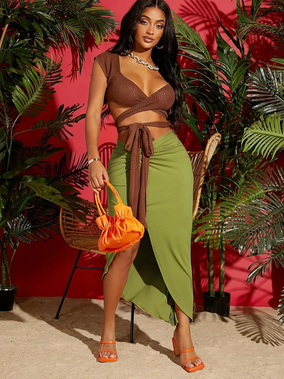 Women's 2025 Casual Maxi Long Skirts Slit Skirt