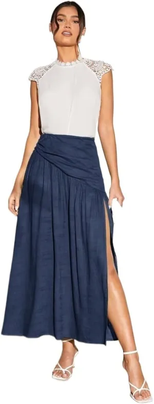 Women's 2025 Casual Maxi Long Skirts Slit Skirt