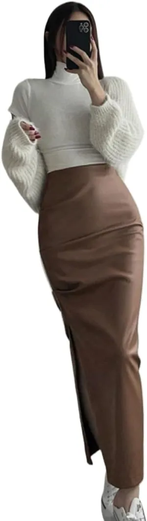Women's 2025 Casual Maxi Long Skirts Slit Skirt