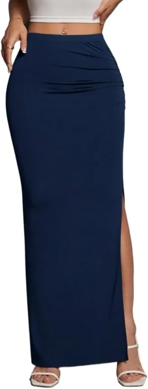 Women's 2025 Casual Maxi Long Skirts Slit Skirt