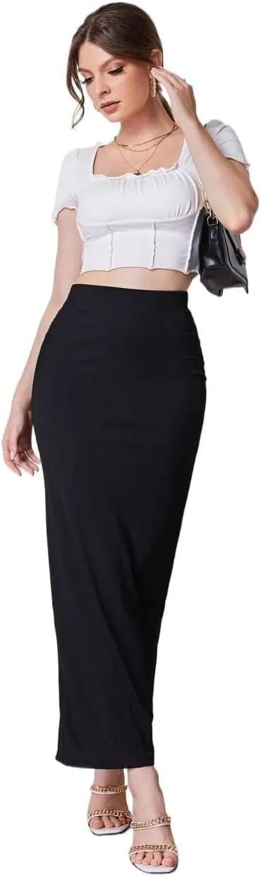 Women's 2025 Casual Maxi Long Skirts Slit Skirt