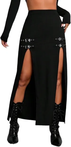 Women's 2025 Casual Maxi Long Skirts Slit Skirt