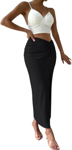 Women's 2025 Casual Maxi Long Skirts Slit Skirt