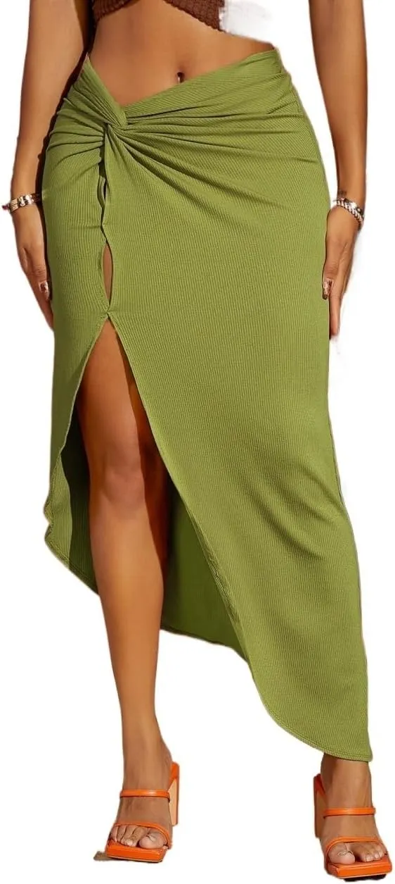 Women's 2025 Casual Maxi Long Skirts Slit Skirt