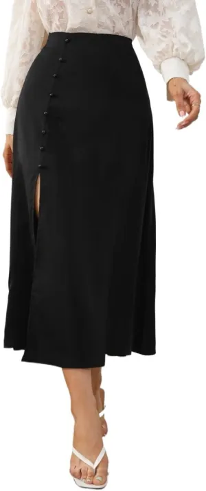 Women's 2025 Casual Maxi Long Skirts Slit Skirt