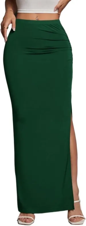 Women's 2025 Casual Maxi Long Skirts Slit Skirt